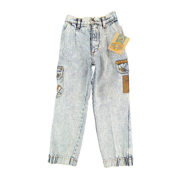 Lee AirGear Cargo Jeans Boys 6 Blue Cotton Loose Fit Vintage 90s Acid Wash