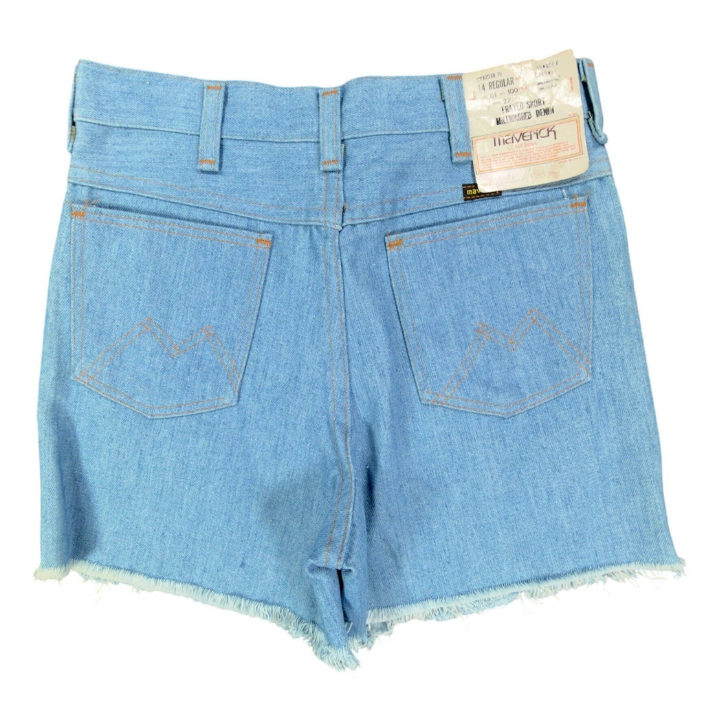 Maverick Vintage 70s Frayed Denim Shorts Boys 14 Regular Light Blue NWT USA - take2supply