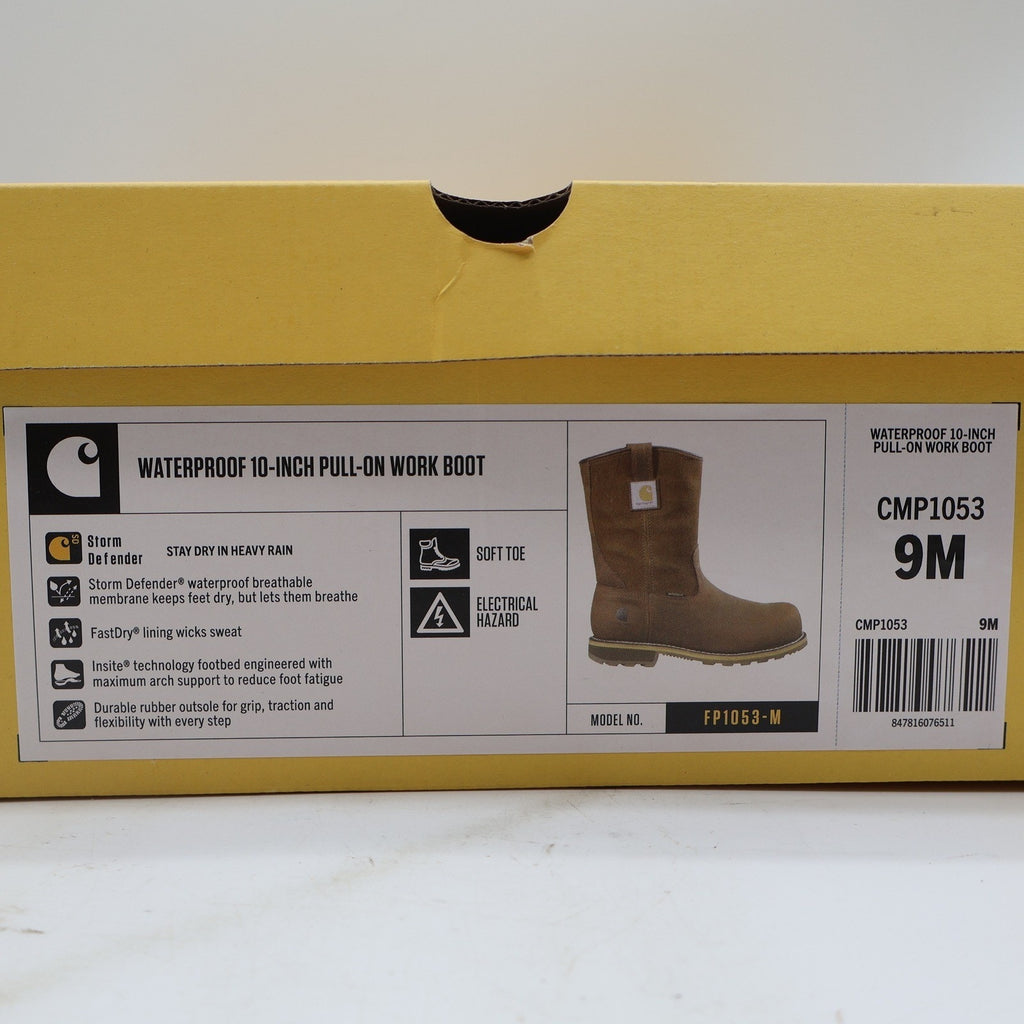 Carhartt Waterproof Pull-On Work Boot Mens 9 Brown Leather Soft Toe CMP1053 - take2supply