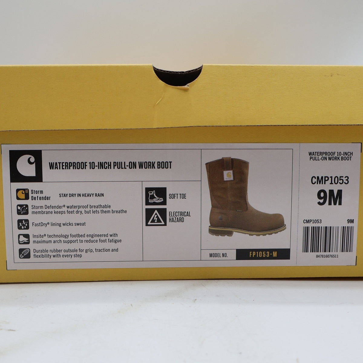Carhartt Waterproof Pull-On Work Boot Mens 9 Brown Leather Soft Toe CMP1053 - take2supply
