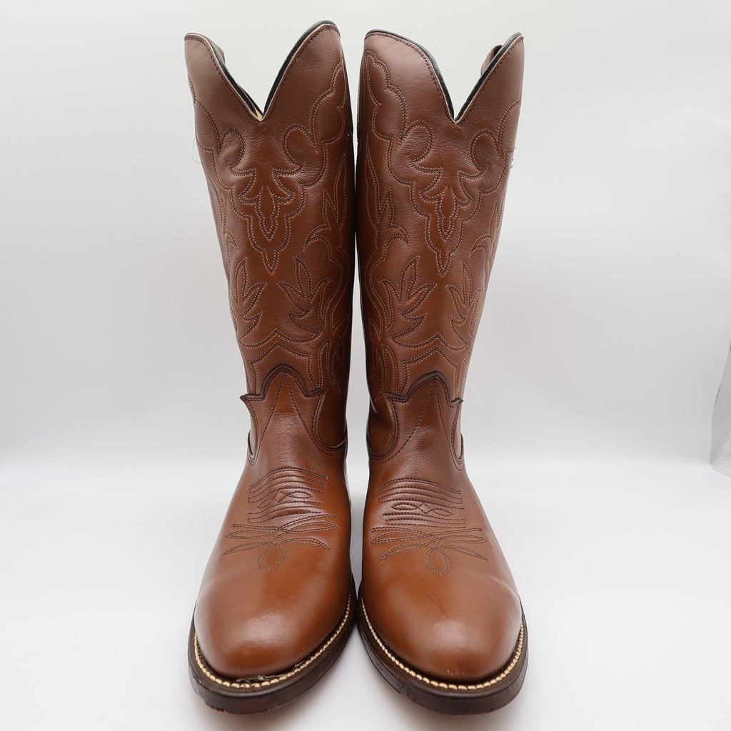 Laredo Vintage Cowboy Boots Mens 9 D Brown Leather NWT Deadstock Made in USA