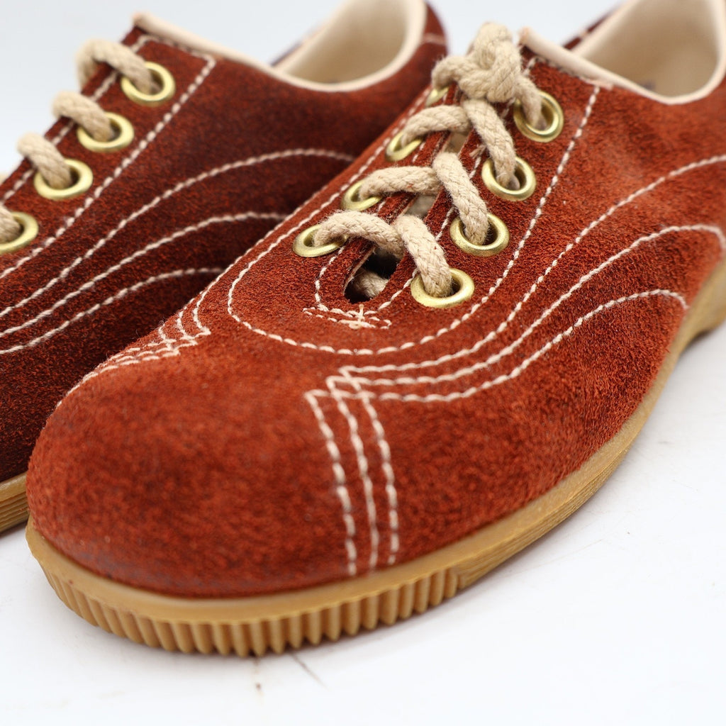 Vintage 70s Dashers 2304 Rust Suede Oxford Sneakers Kids 12.5C Deadstock
