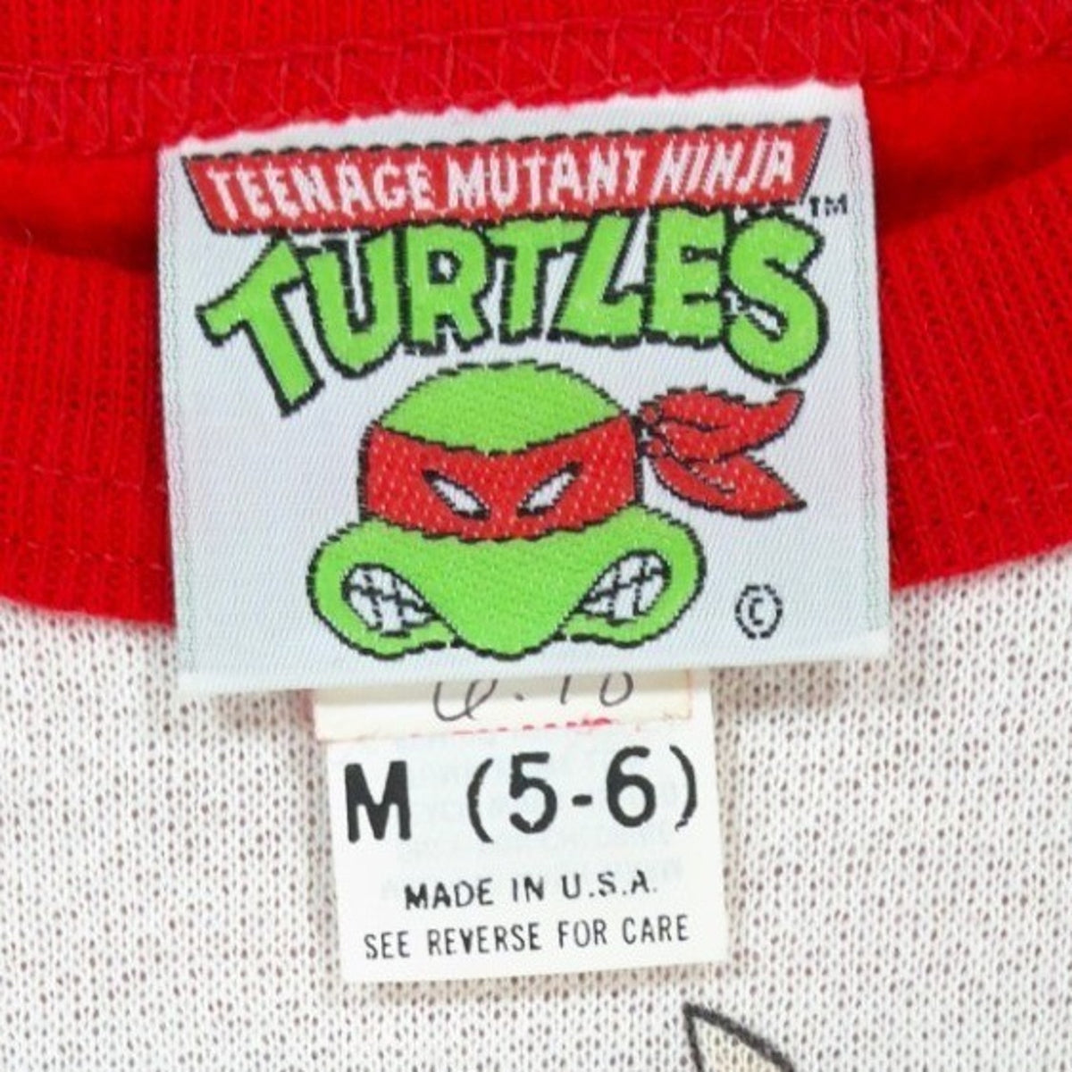 Vintage TMNT Sweatshirt Kids Medium 5-6 Red Raglan USA 1989