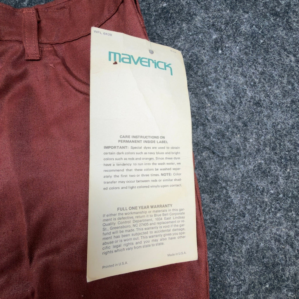 Maverick 70s Vintage Flare Pants Juniors 7 Rust Red Polyester Deadstock NWT