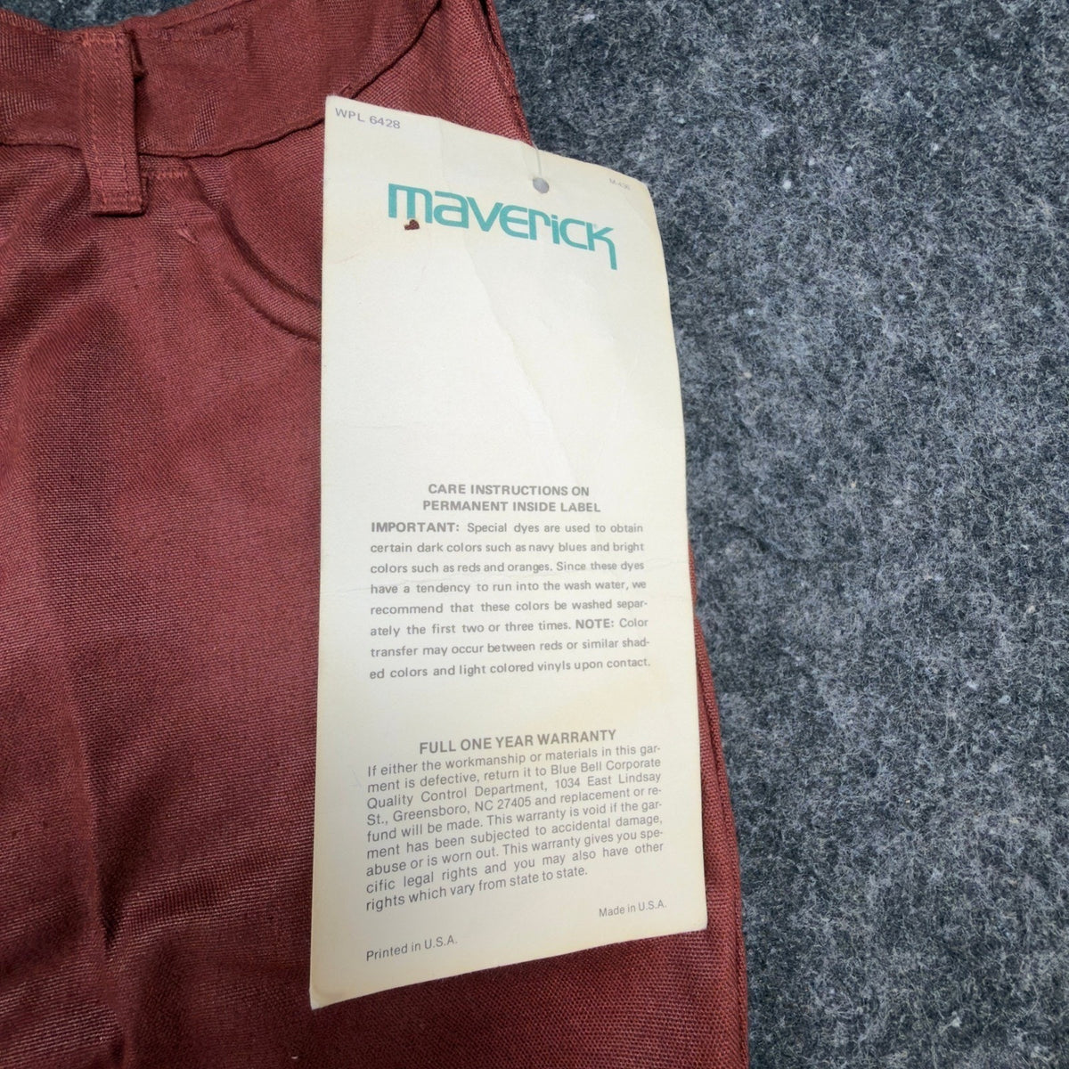 Maverick 70s Vintage Flare Pants Juniors 7 Rust Red Polyester Deadstock NWT