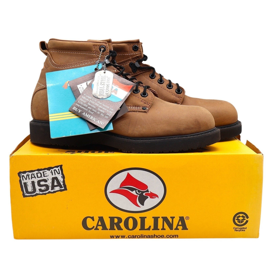 Carolina Steel Toe Work Boots Mens 9.5 D Vintage USA Leather Brown 139 Y2K NIB - take2supply
