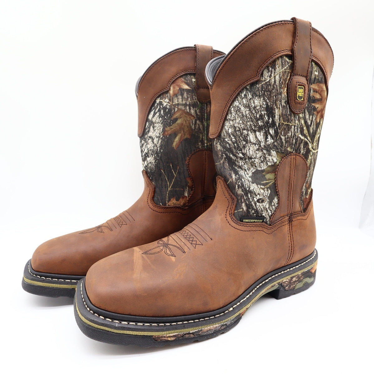 Dan Post Camo Waterproof Western Work Boots Men 11 D Brown Leather NWT Box