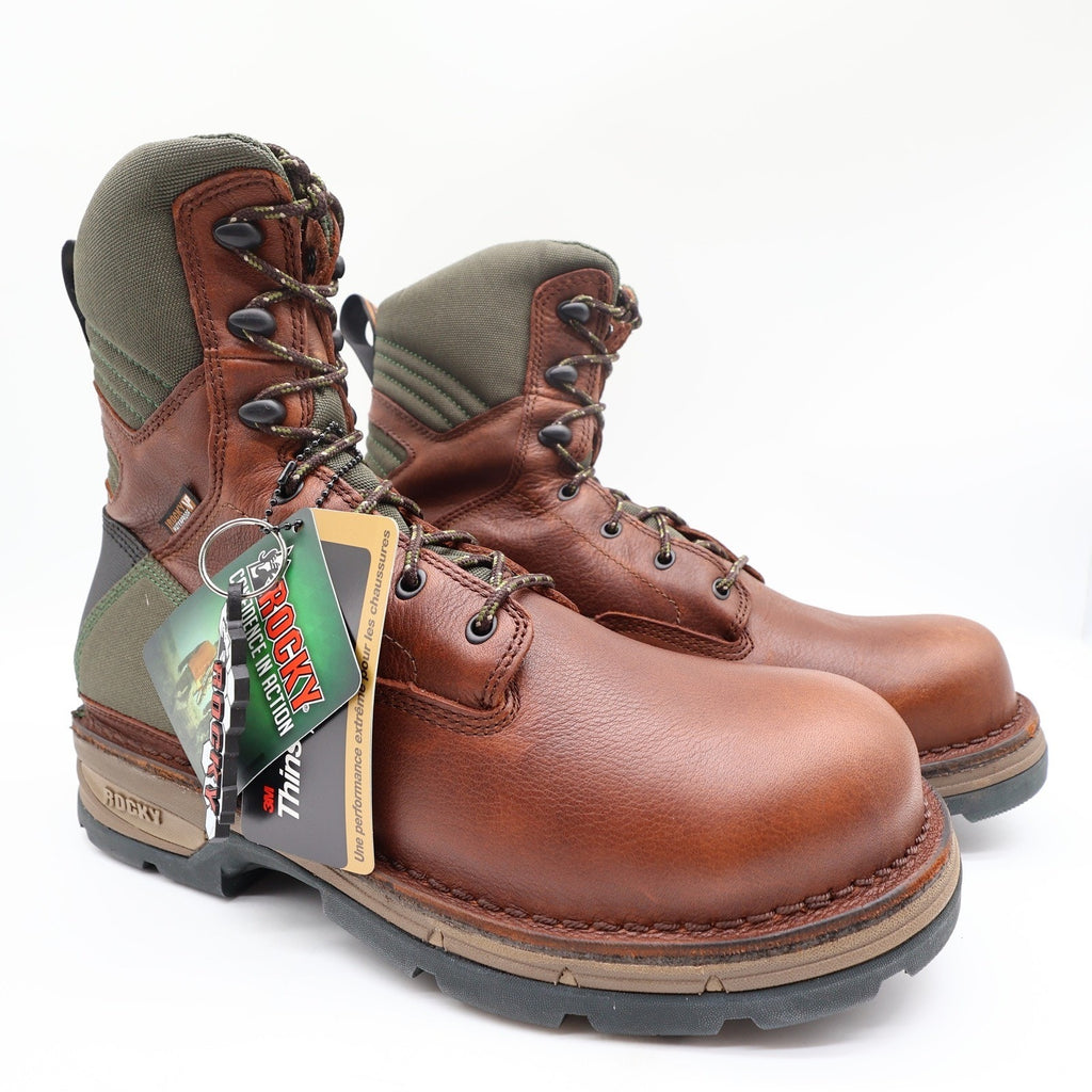 Rocky Fieldlite 8" Hunting Boots Mens 10M Brown Leather Insulated Waterproof NEW - take2supply