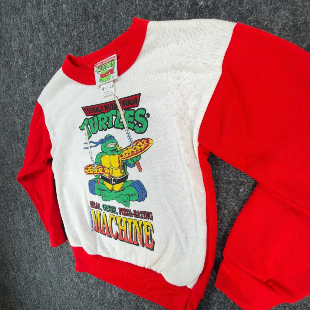 Vintage TMNT Sweatshirt Kids Medium 5-6 Red Raglan USA 1989