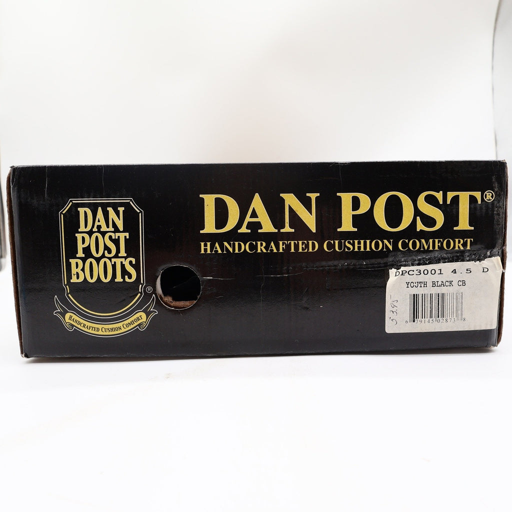 Dan Post Western Cowboy Boots Youth 4.5 D Black Leather Box NWT
