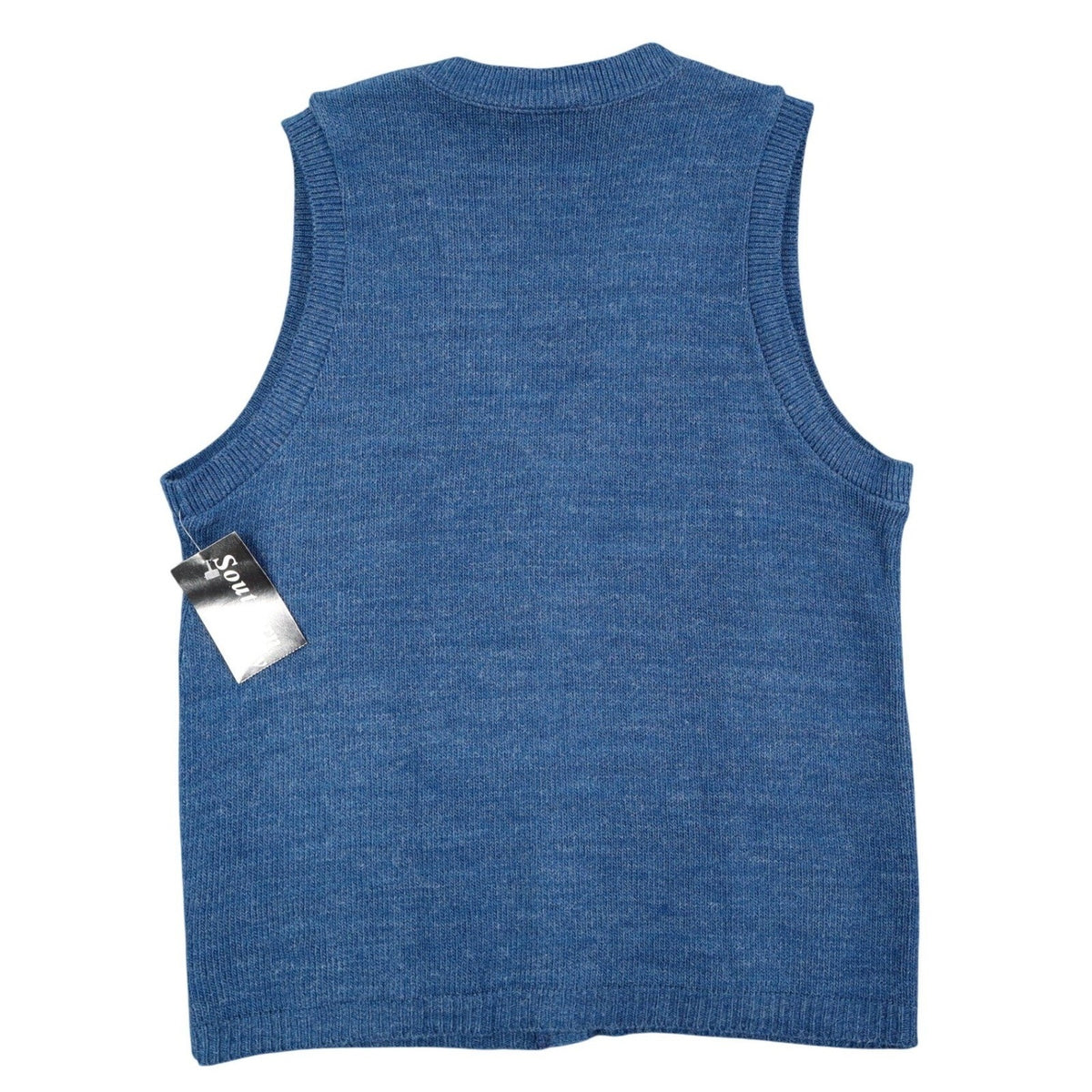 Southern Lady Sweater Vest Womens Small Vintage 90s Blue Leaf Knit Button Front