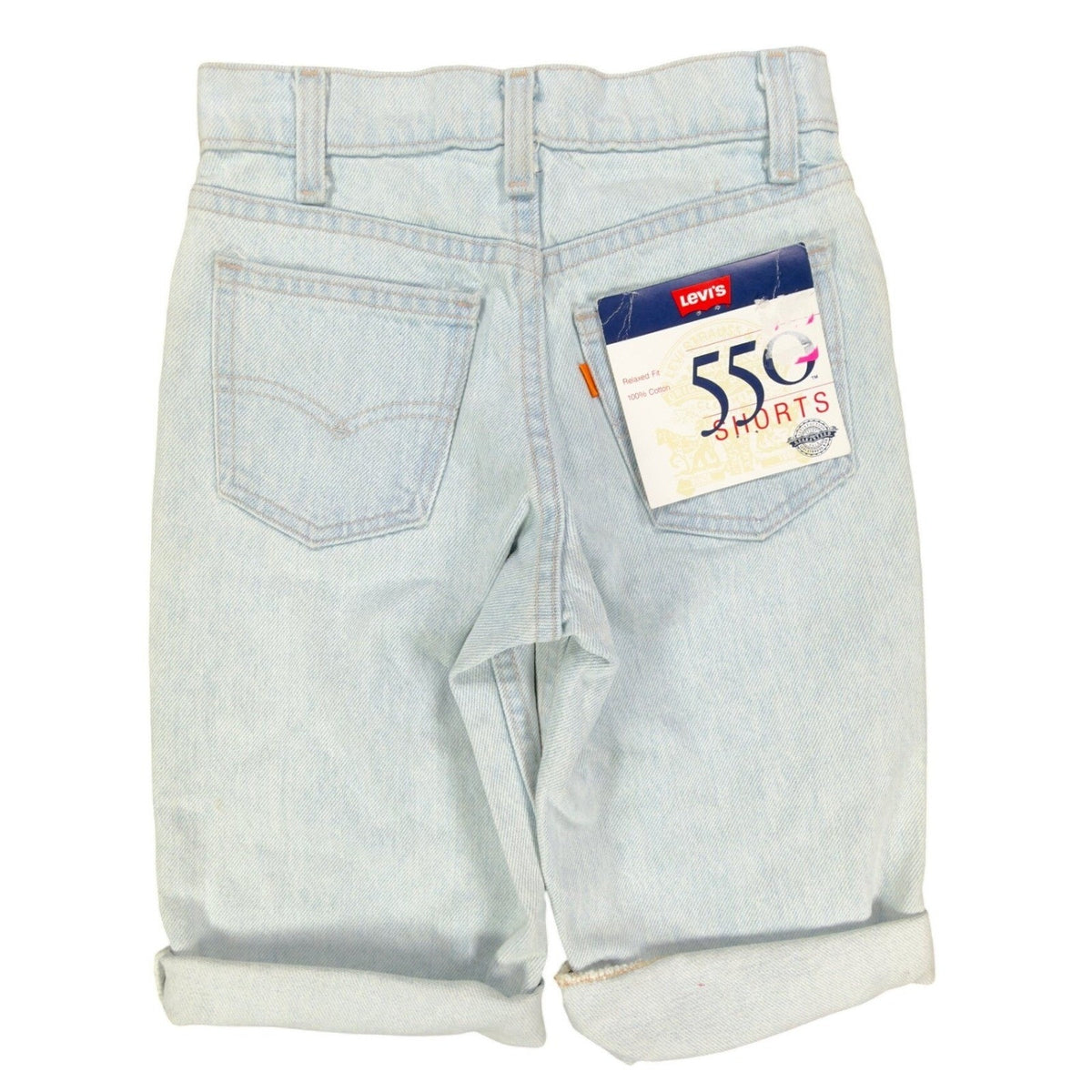 Levi's Vintage 90s 550 Shorts Boys 8 Light Wash Denim Orange Tab Made in USA NWT - take2supply