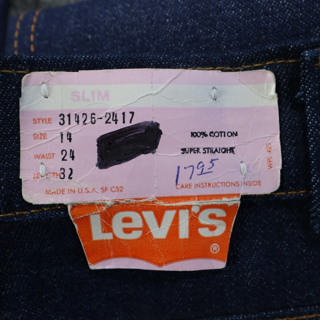 Levi's Vintage 70s Orange Tab Jeans Girls 14 Slim Blue Denim NOS 24x32 - take2supply
