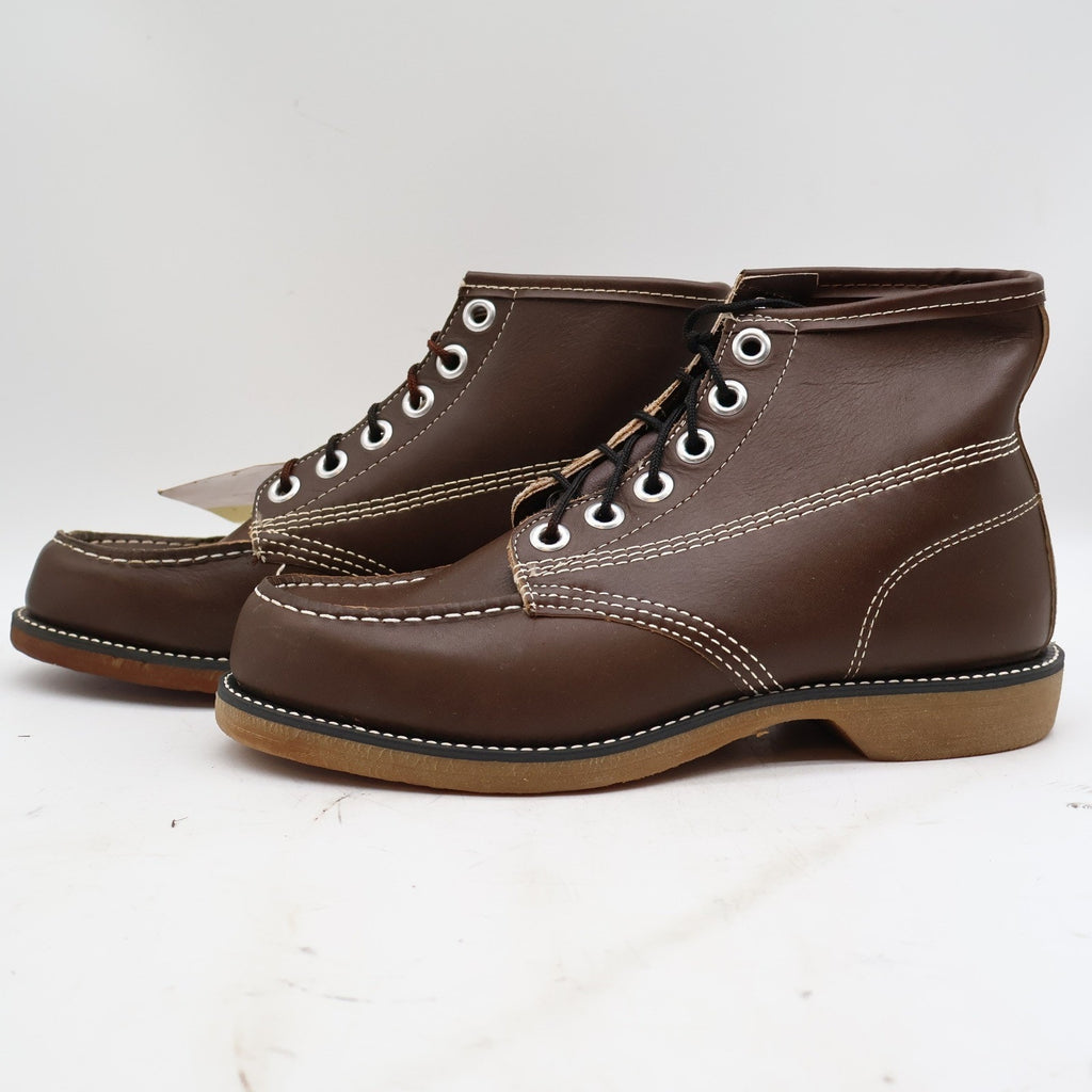 Vintage Cedar Crest Flex-Weld Brown Leather Moc Toe Work Boots Men's 7 USA Deadstock