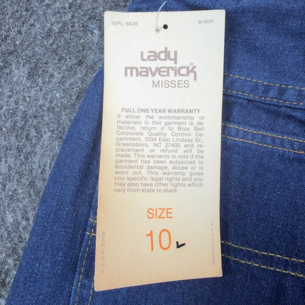 Lady Maverick Vintage 70s Jeans Womens 10 Blue High Waist Elastic NOS NWT