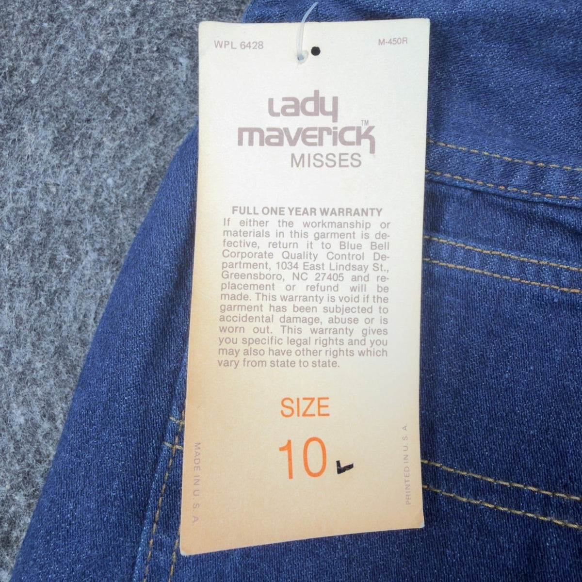 Lady Maverick Vintage 70s Jeans Womens 10 Blue High Waist Elastic NOS NWT