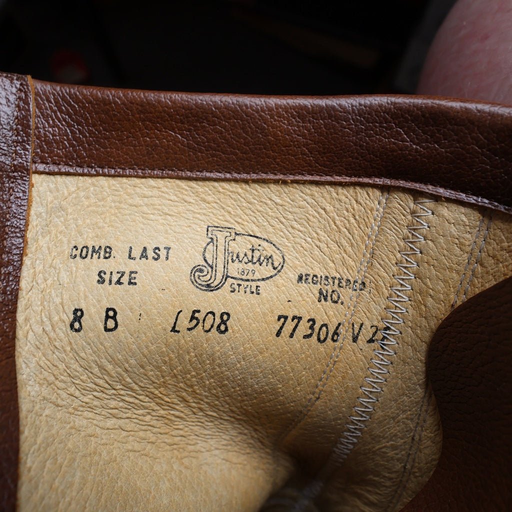 Justin Womens 8 B Vintage Tan Leather Lace Up Kiltie Packer Boots L0508 New