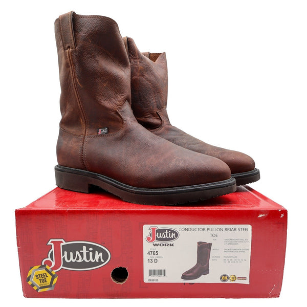 Justin Conductor 4765 Briar Steel Toe Pull-On Work Boots Men's 13D NWT