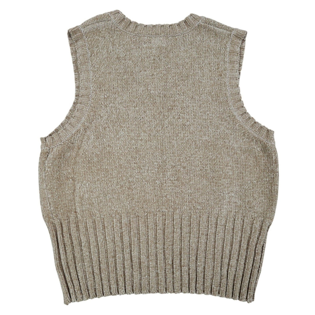 Nuggets Sweater Vest Small Vintage 90s Tan Acrylic V-Neck Ribbed Deadstock NWT