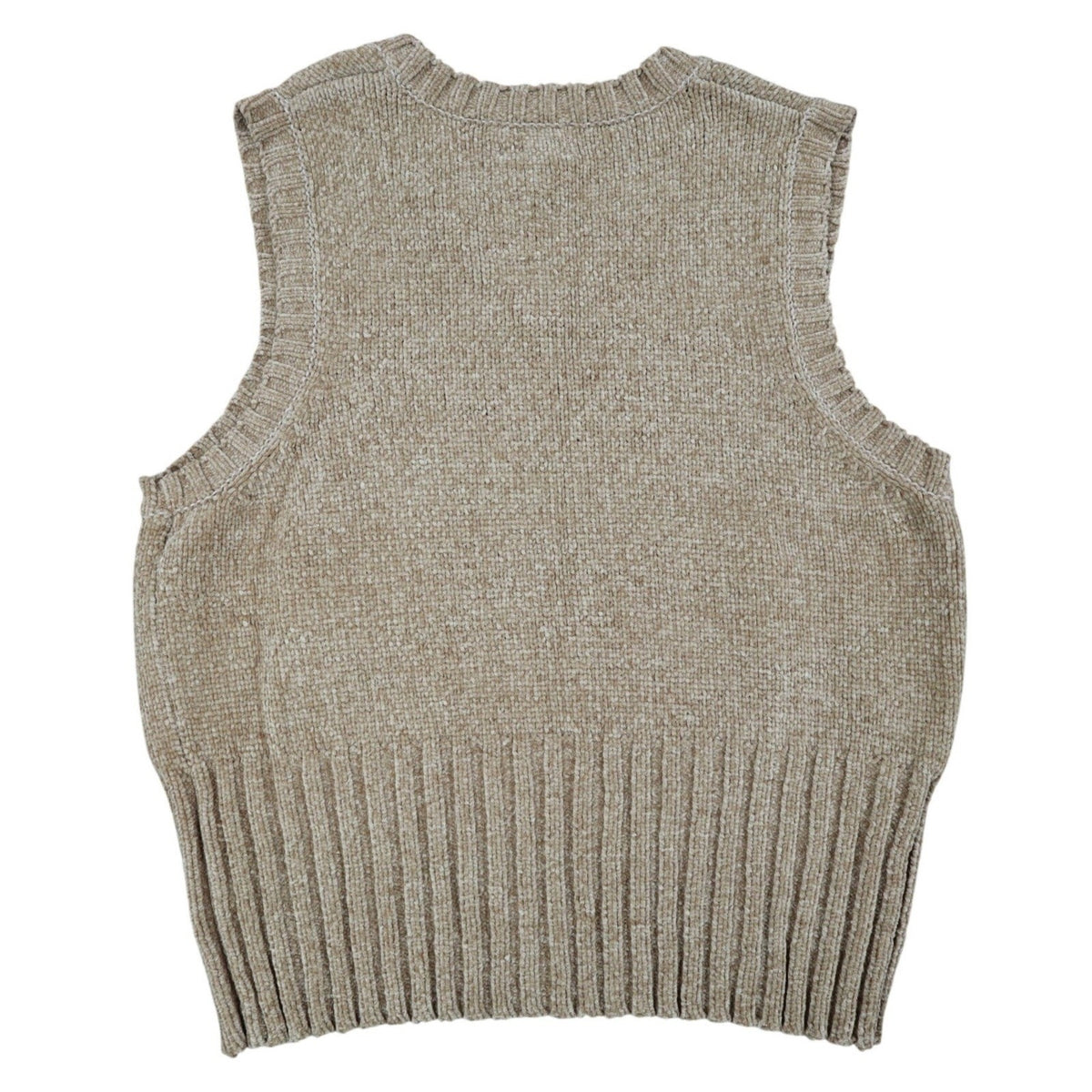 Nuggets Sweater Vest Small Vintage 90s Tan Acrylic V-Neck Ribbed Deadstock NWT