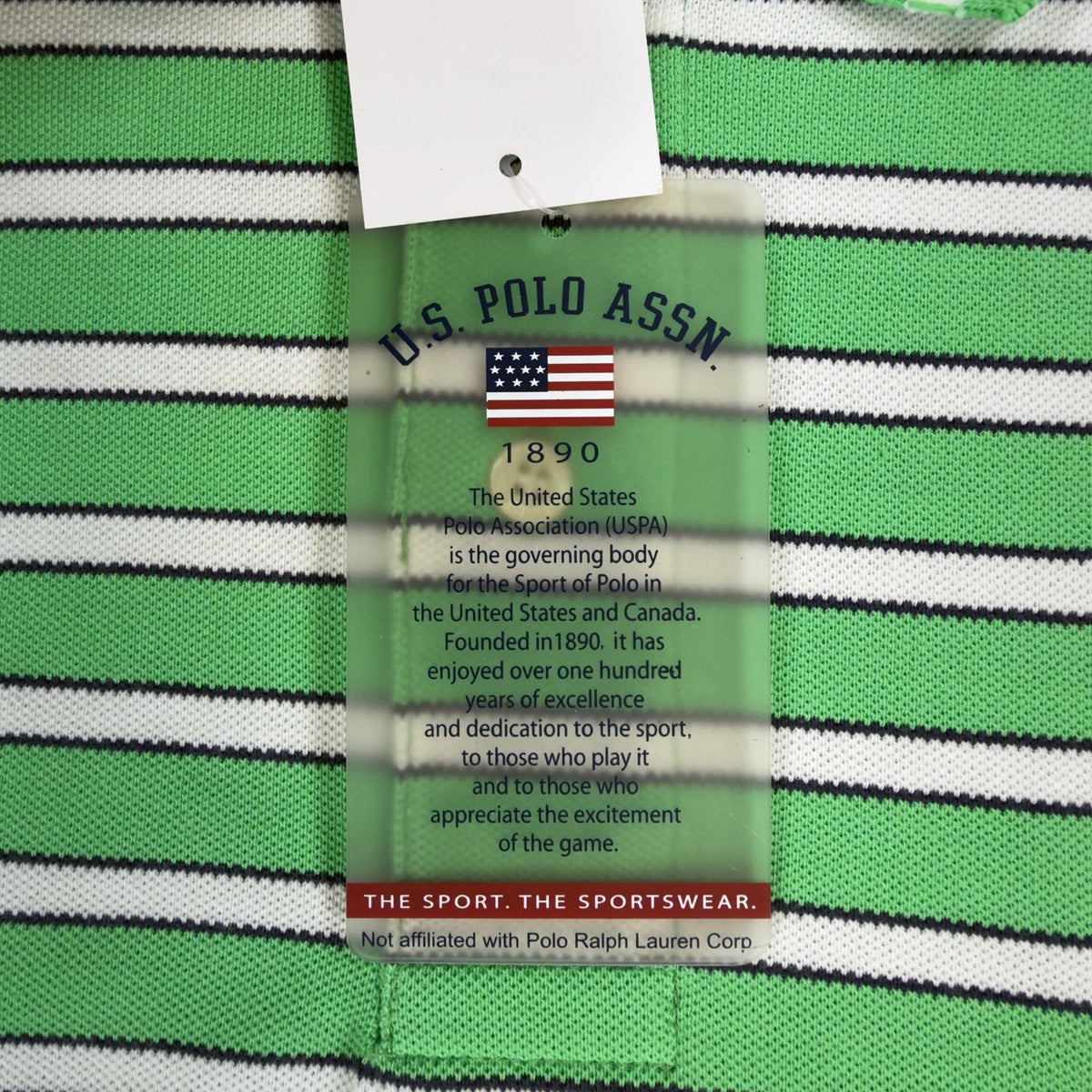 US Polo Assn Mens XL Polo Shirt Striped Green White Pique Short Sleeve NWT