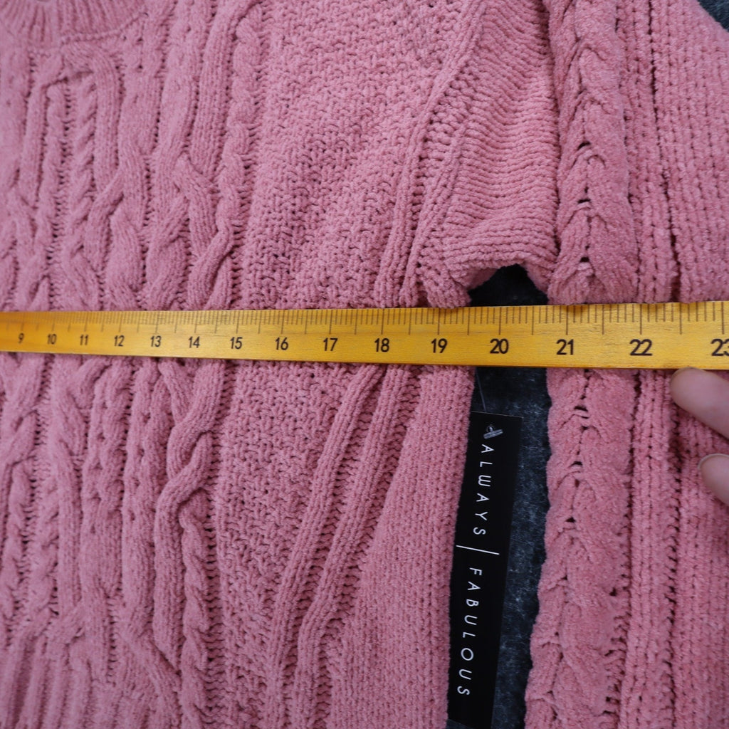 Absolutely Famous Chenille Cable Knit Sweater Womens XL Pink Scalloped Hem NEW