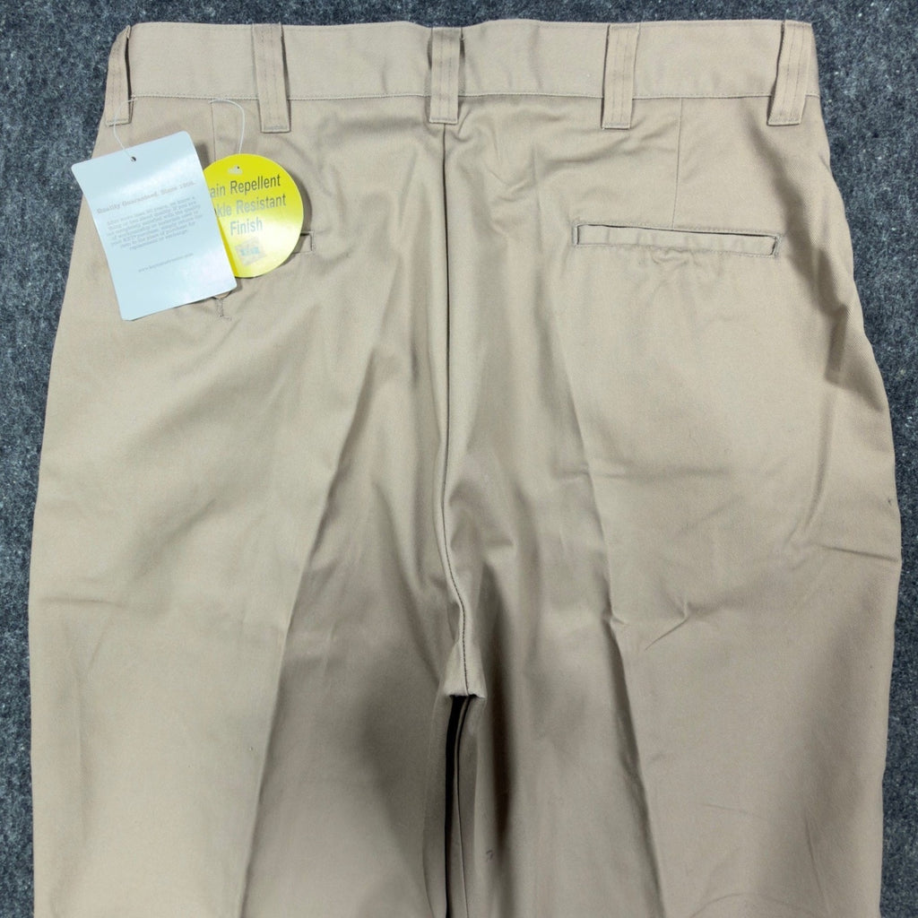 Key Industries Y2K Work Khakis Men 38x29 Tan Poly Cotton NWT