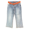 US Polo Assn Vintage Y2K Flare Jeans Girls 14 Blue Denim Orange Belt NWT