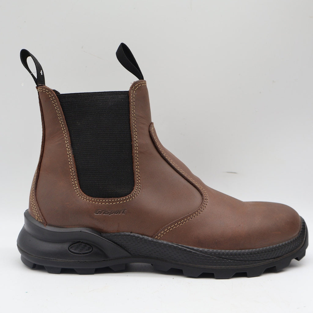 Grisport Cardigan Safety Boots Mens Size 9 Brown Leather Italian Chelsea Pull On
