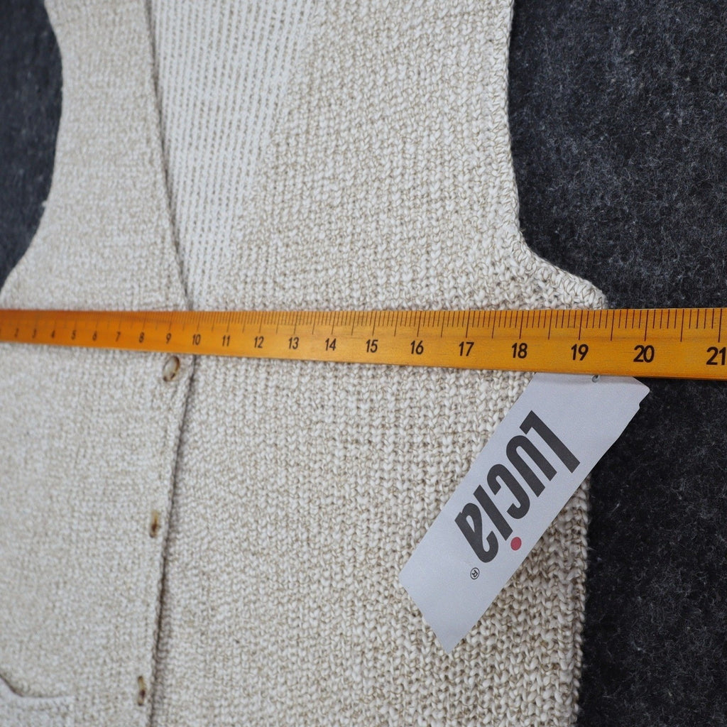Lucia Sweater Vest Womens Medium Vintage 90s Beige Cotton Knit Button Front USA