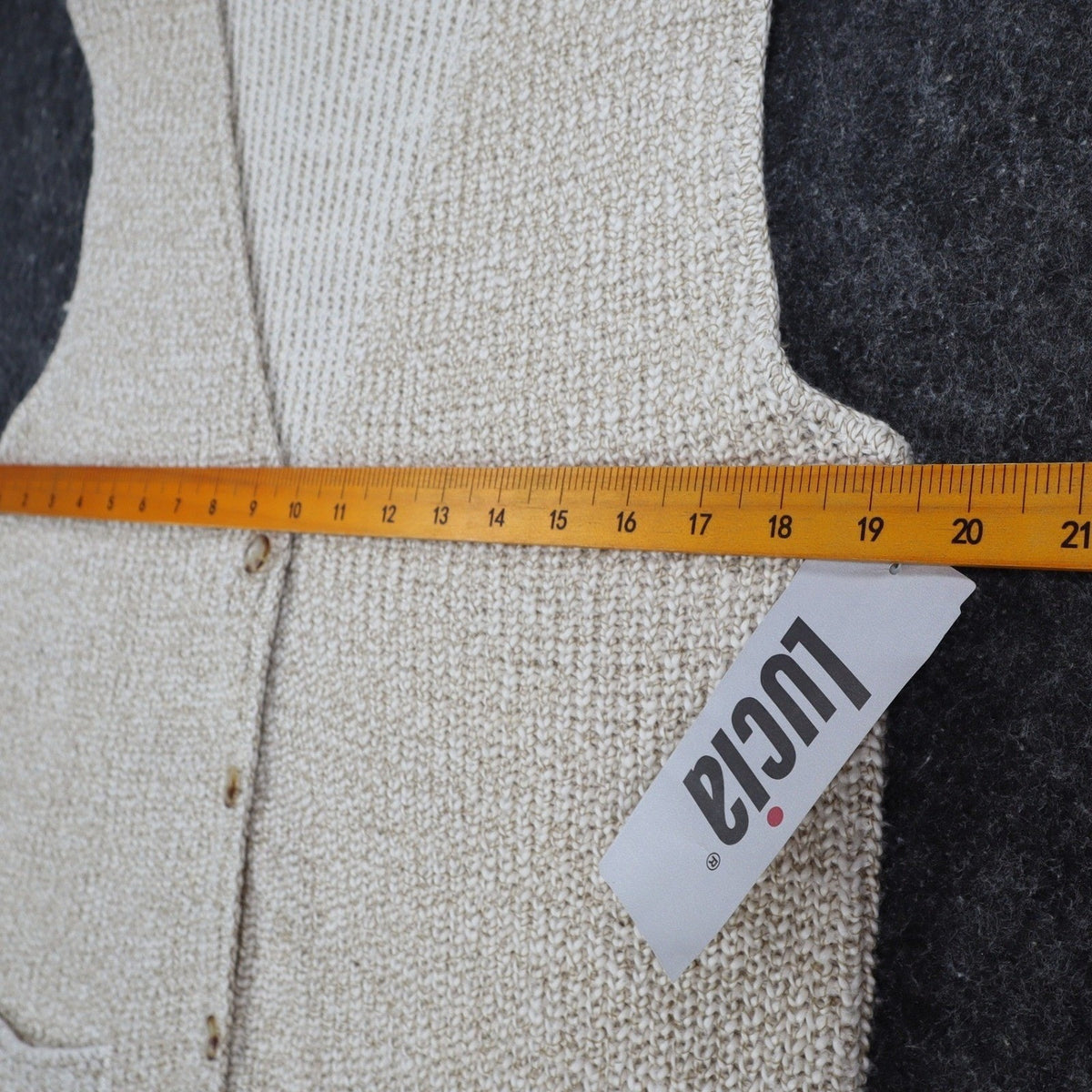 Lucia Sweater Vest Womens Medium Vintage 90s Beige Cotton Knit Button Front USA