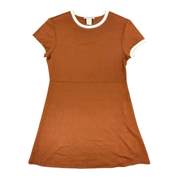 Angel Jones Vintage 70s Ringer Mini Dress Womens Large Brown Acrylic New - take2supply