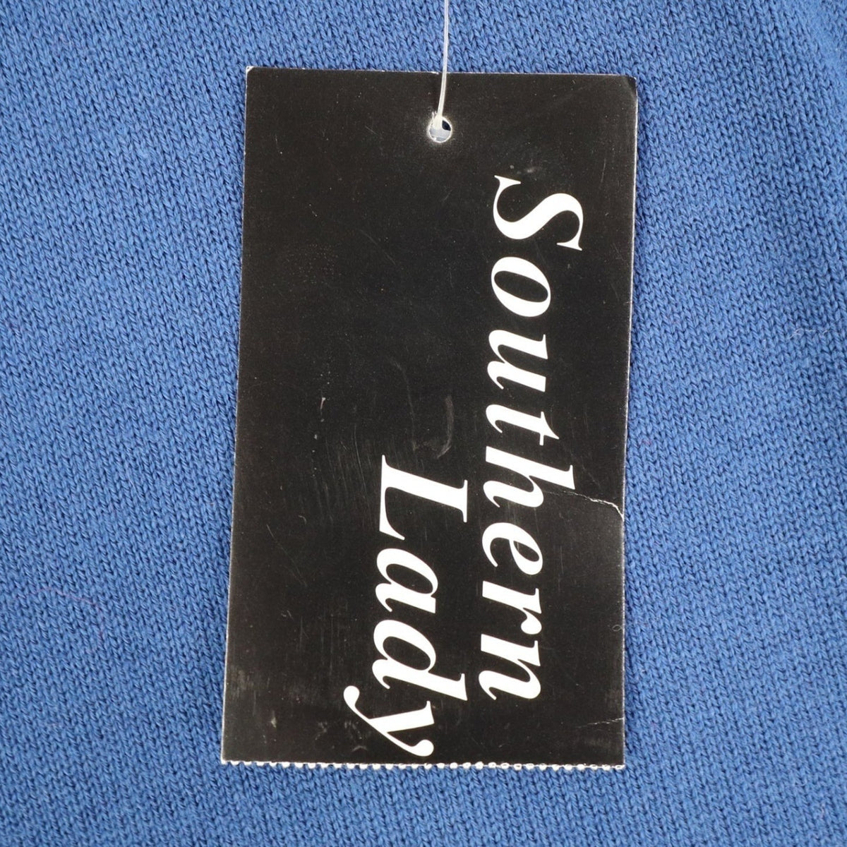 Southern Lady Sweater Top Womens Small Blue Beaded Neck Short Sleeve 111M NWT
