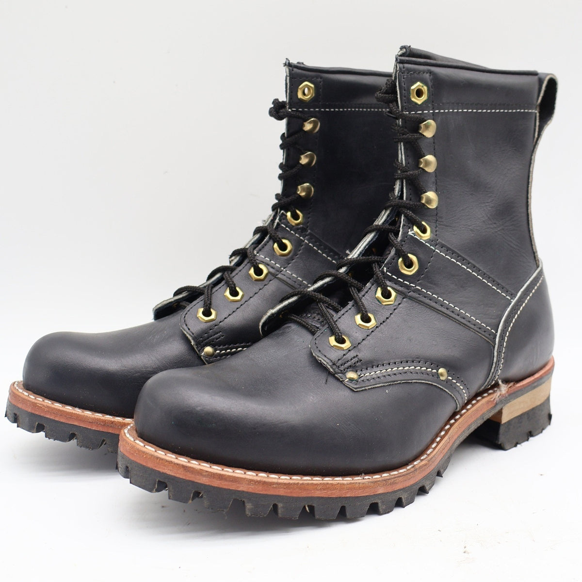 Carolina Logger Boots Mens 8 EE Vintage USA Black Leather Work Boots 961 NEW