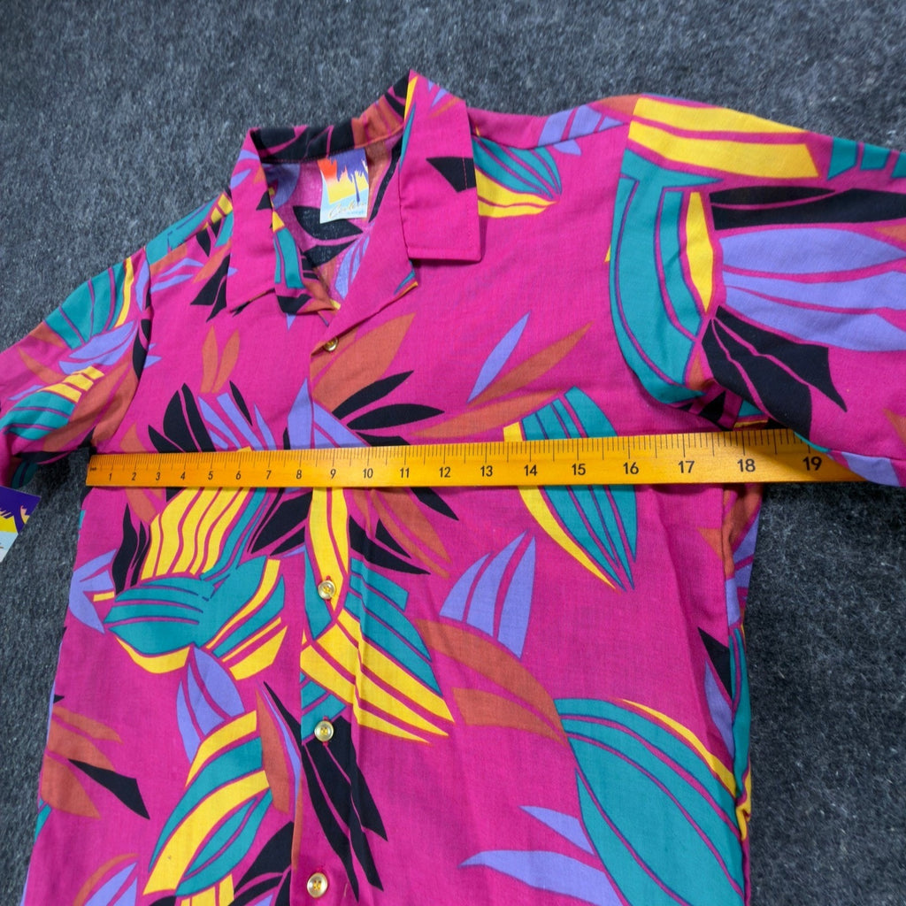 Wrangler Vintage 90s Hawaiian Shirt Mens Large Pink Cotton NWT Deadstock USA - take2supply