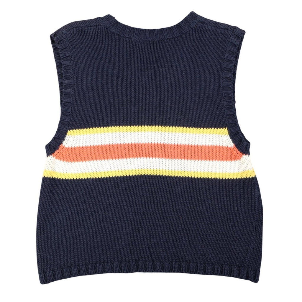Nuggets Sweater Vest Mens Large Vintage 90s Navy Blue Striped Ramie Cotton NWT