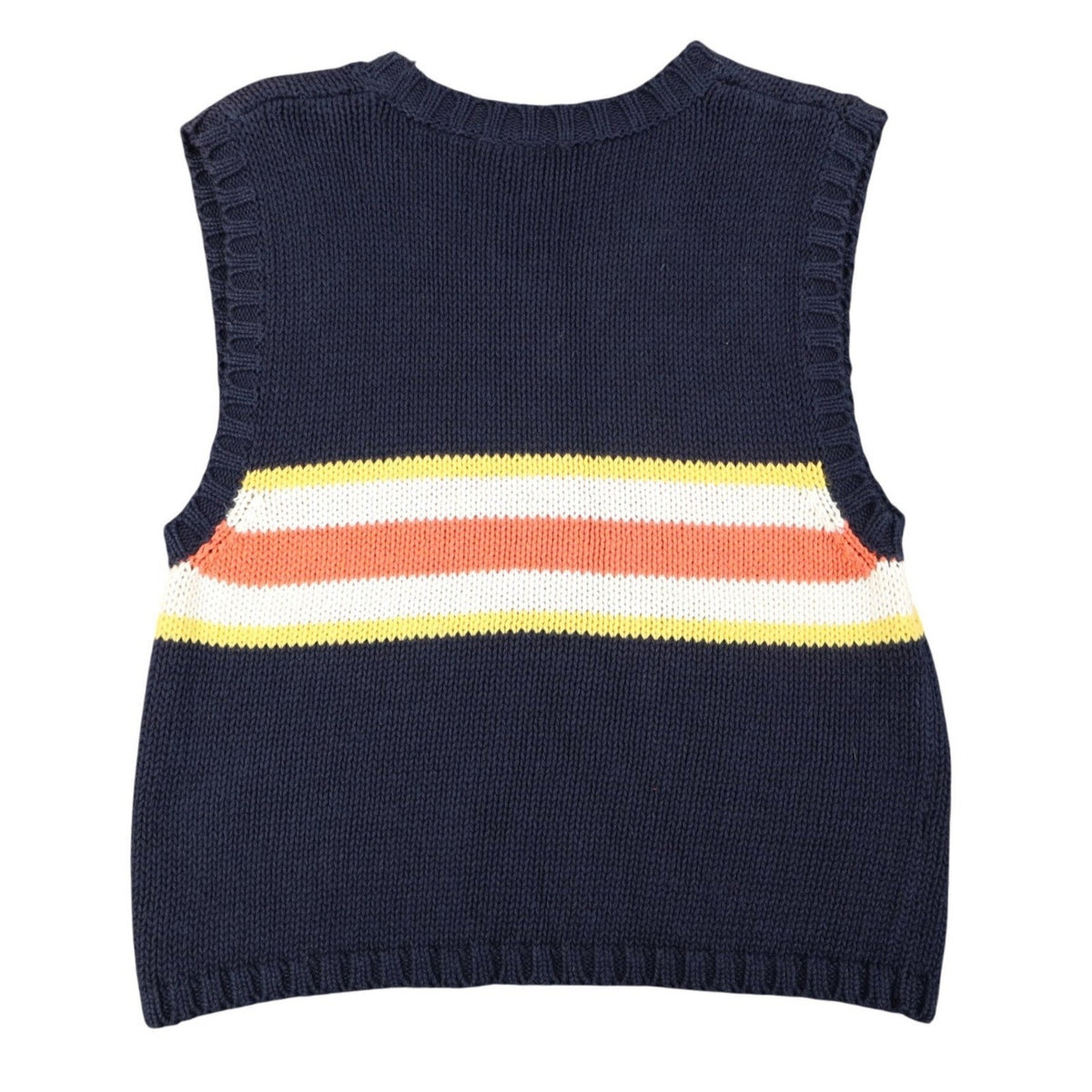 Nuggets Sweater Vest Mens Large Vintage 90s Navy Blue Striped Ramie Cotton NWT