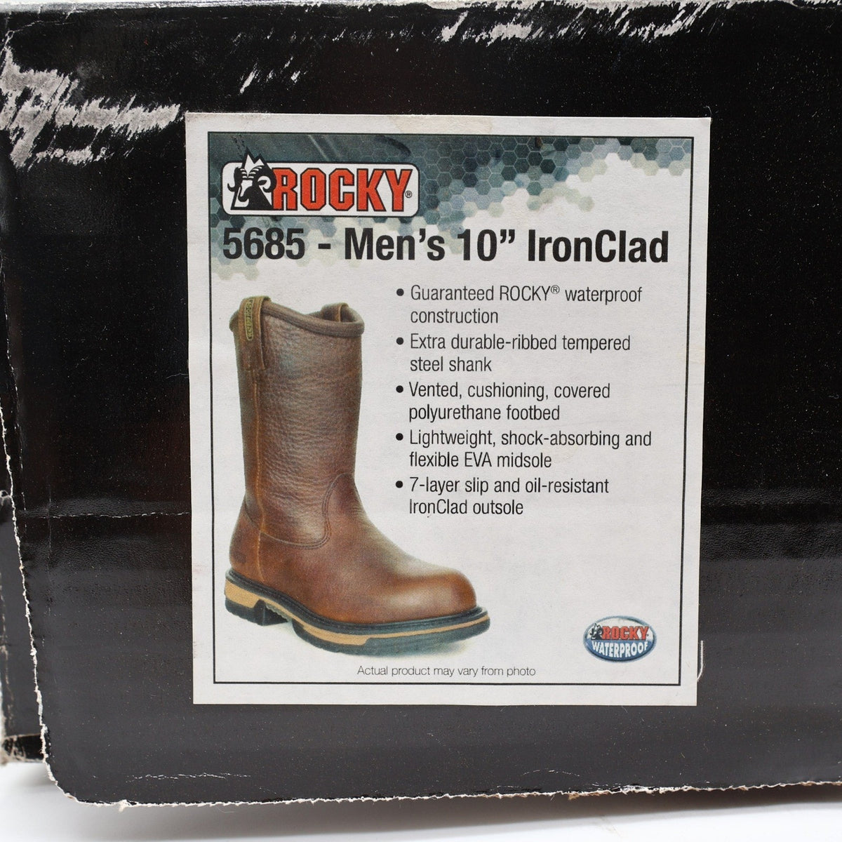 Rocky IronClad 5685 10-Inch Waterproof Pull-On Work Boots Men's 11W Brown NWT