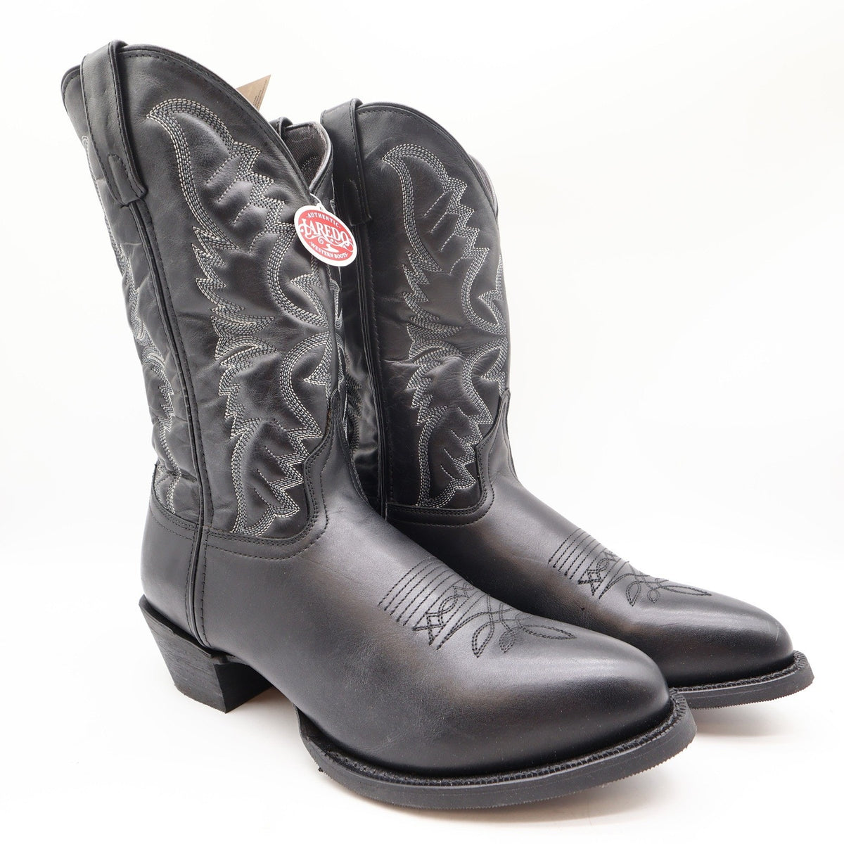 Laredo 68450 Black Tumbled Leather R Toe Western Boots Men's 10 EW Wide NWT