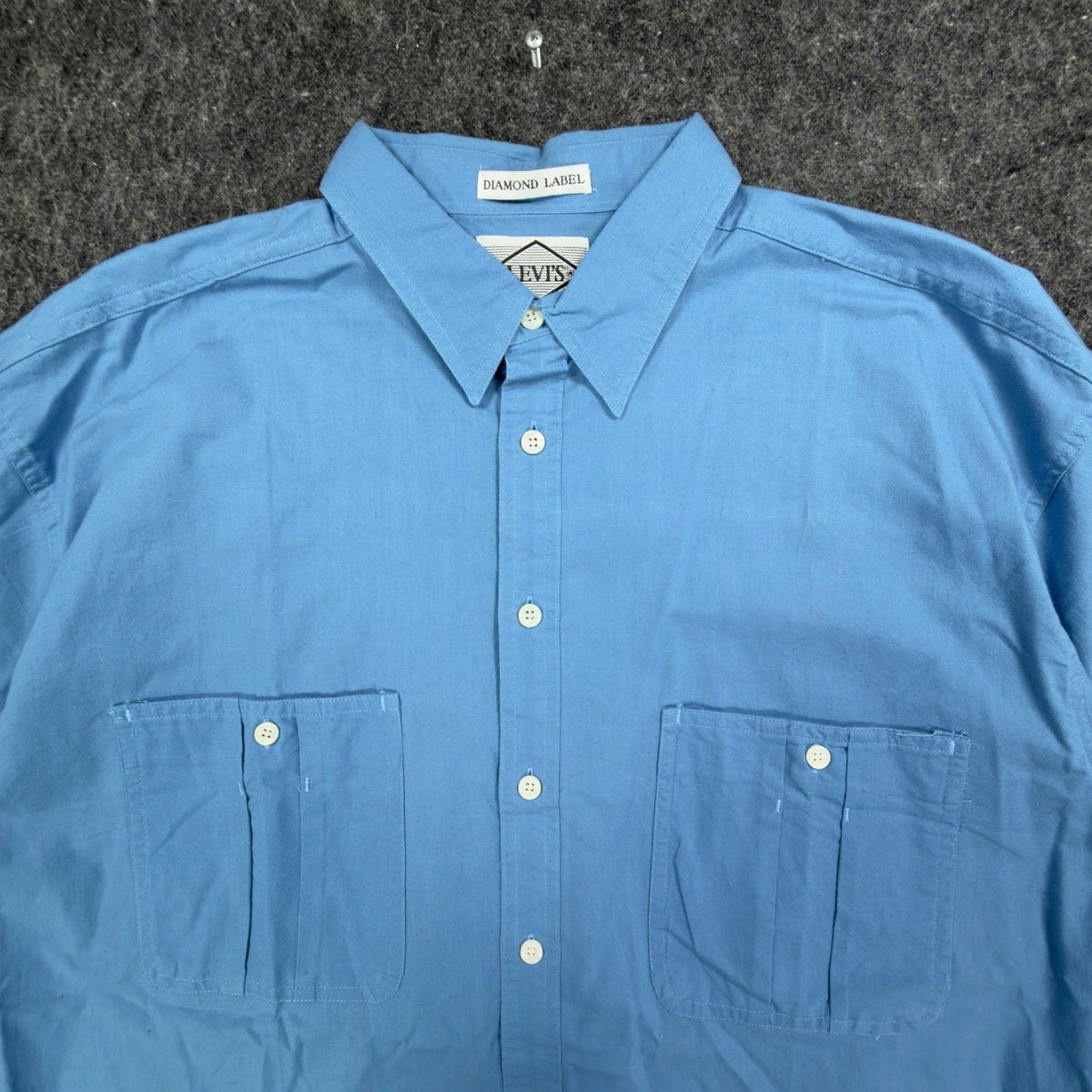 Levis Vintage 80s Diamond Label Shirt Mens L Blue Cotton Button Down NWT