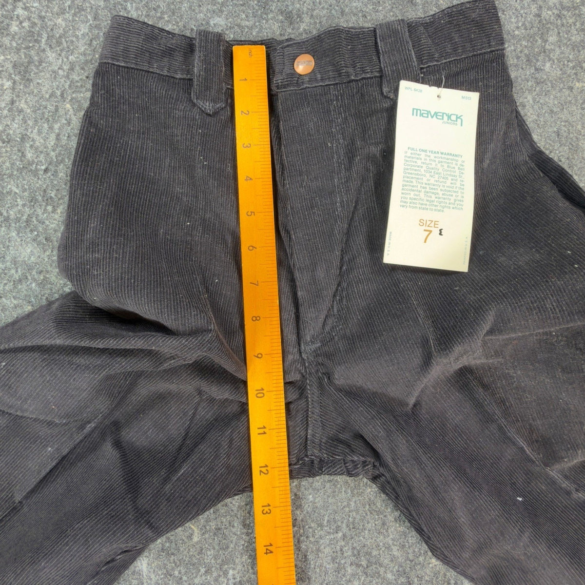 Maverick 1970s Vintage Corduroy Pants Juniors 7 Black NWT Deadstock Made in USA - take2supply