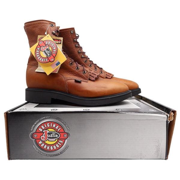 Justin 762 Work Boots Mens 13D Copper Caprice Leather Made in USA New With Box