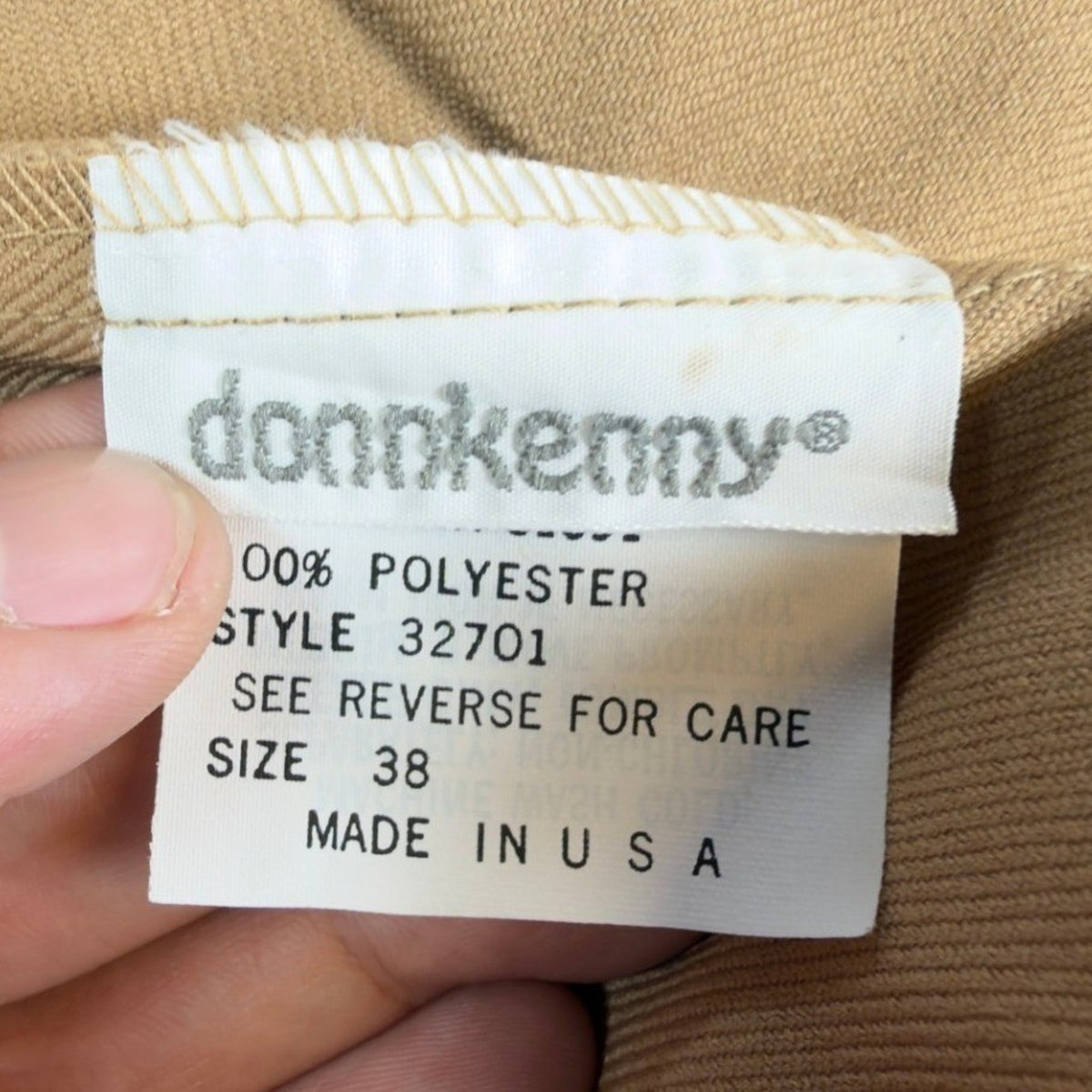 Donnkenny Pants Womens 38 Vintage 70s Beige Stretch Elastic Waist Made USA NWT