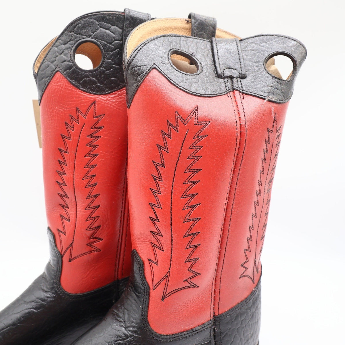Laredo 28-2220 Black Bullhide Red Leather Cowboy Boots Kids 5.5D NWT