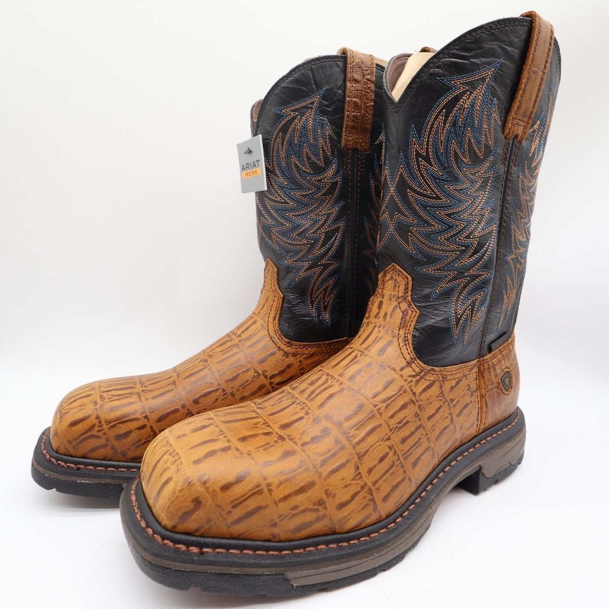 Ariat WorkHog Comp Toe Boots Mens 9.5 Brown Hornback Print NIB 10032454