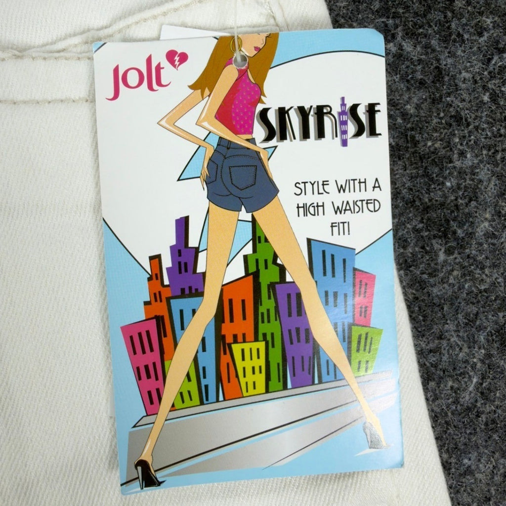 Jolt Modern Skyrise High Waisted Denim Shorts Juniors 9 White NWT