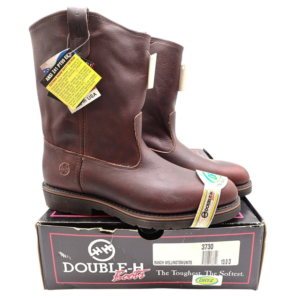 Double-H AG7 Ranchwell EH 3730 Boots Mens 13 D Brown Leather NWT Made in USA