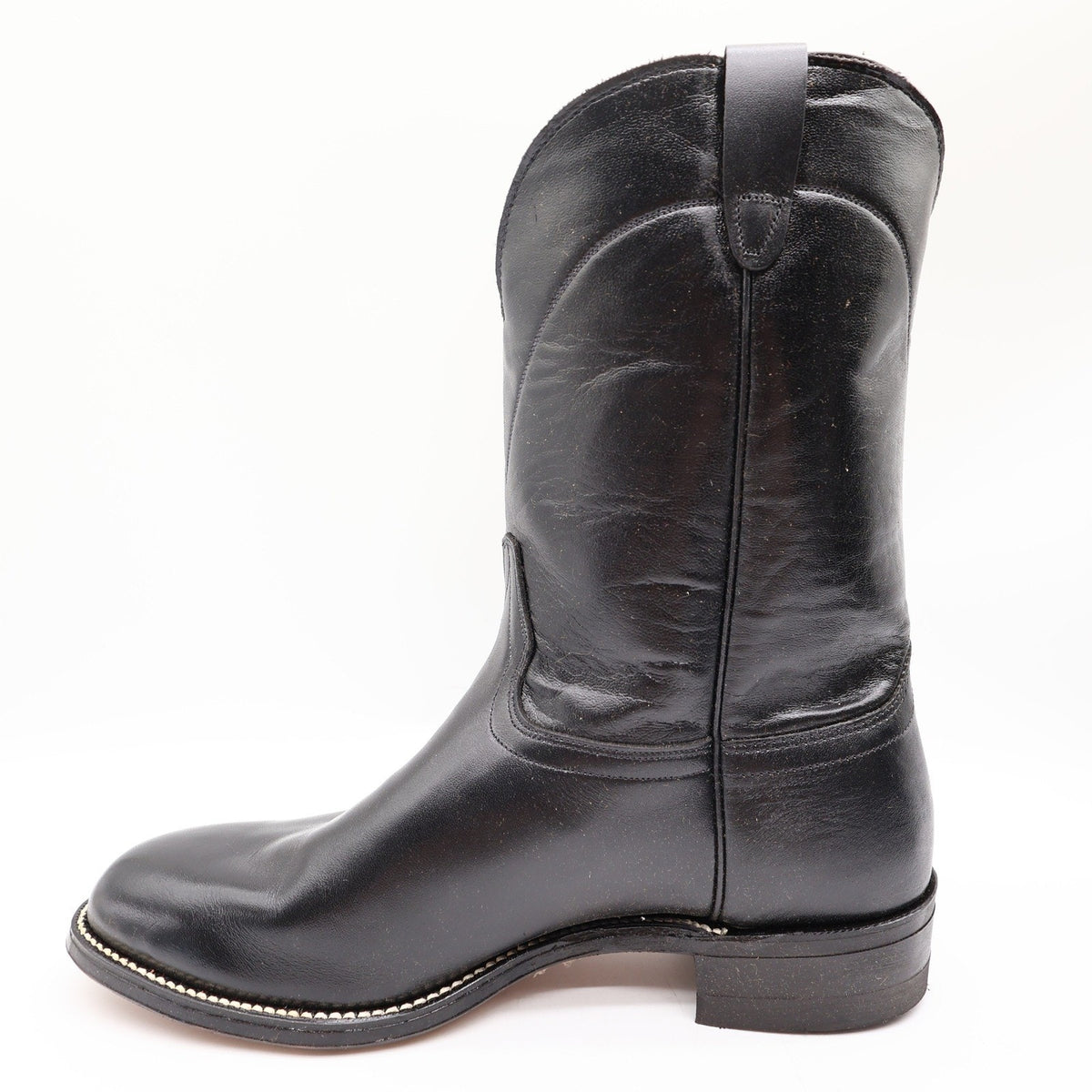 Walker Vintage Roper Cowboy Boots Mens 10 Black Leather New Made in USA 1218