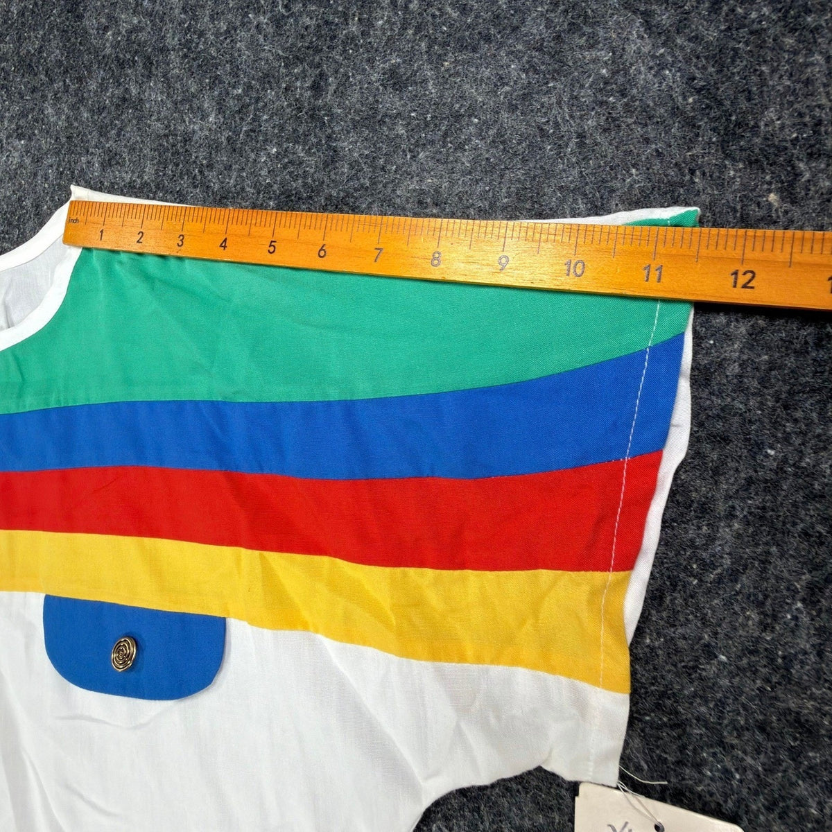 Xtrovert Vintage 80s Rainbow Stripe Top Womens Small White Deadstock NWT USA - take2supply