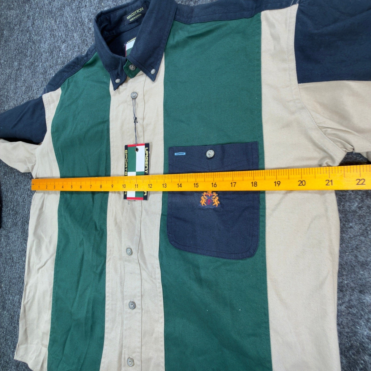 Urgent Gear Vintage 90s Shirt Boys L 14/16 Colorblock Green Tan NWT NOS